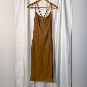 Pleather dress with side slit